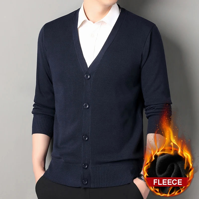 Men's Smart Casual Cardigan V-neck Sweater Men's Autumn Winter Clothes Button Knit Cardigans Mens Knitting Sweaters Outwear