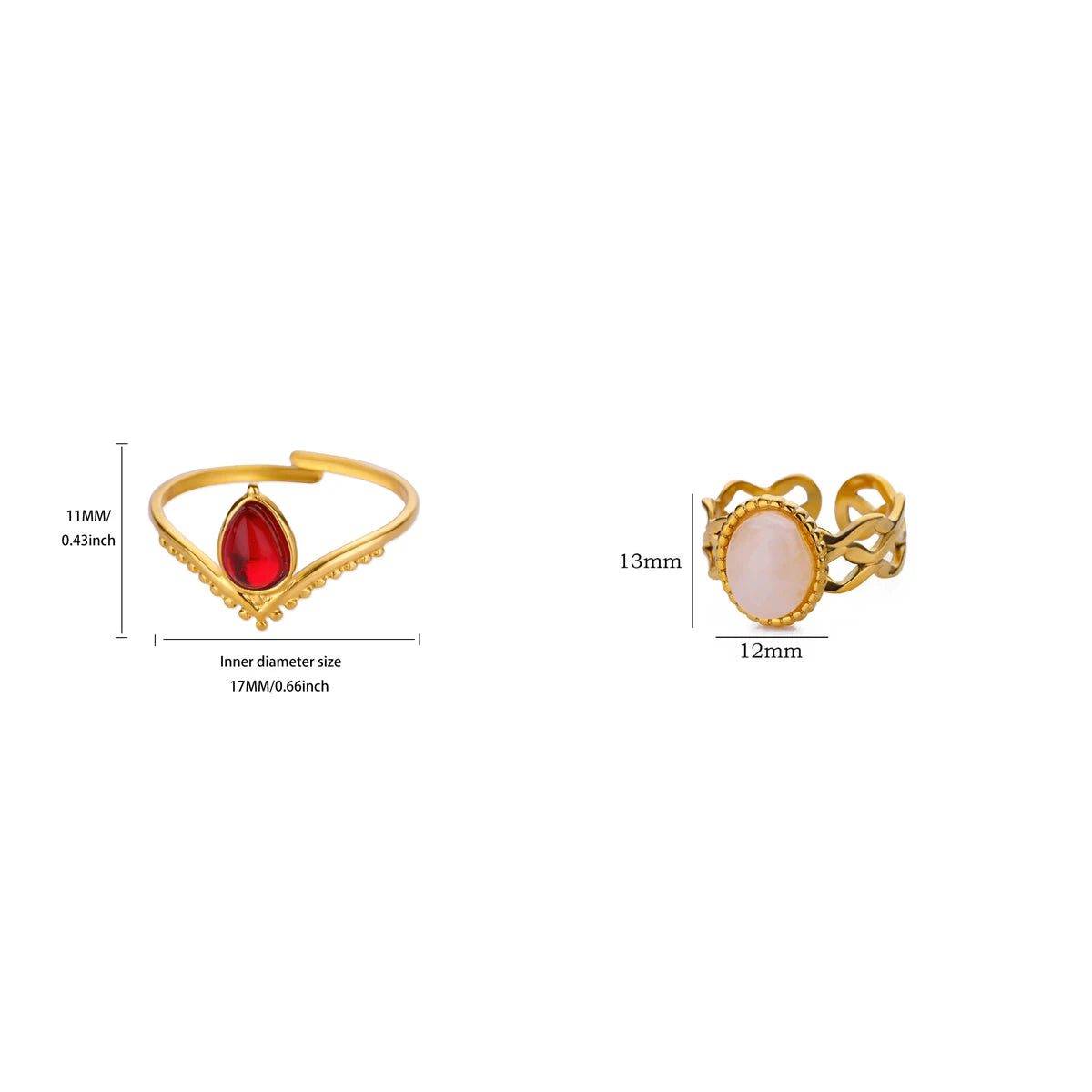 Luxury Jewelry Set Opal Stone Rings for Women Gold Color Stainless Steel Ring Minimalist Aesthetic Jewelry 2026 Freeshipping
