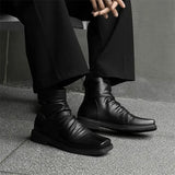 Hot-Selling Leather Boots for Men Fad Square Toe Drape Casual Chelsea Boot British High-end Cool High Top Men Boots Botas Hombre
