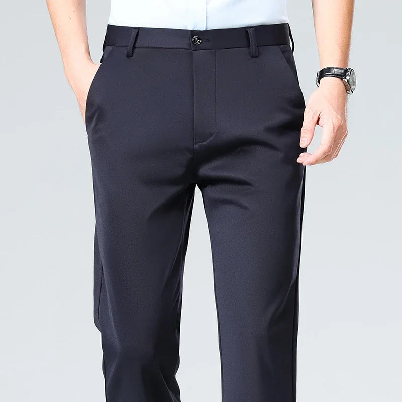 Mens Stretch Straight Leg Business Dress Pants Casual Wrinkle Resistant Drape Trousers for Meeting Occasions