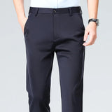 Mens Stretch Straight Leg Business Dress Pants Casual Wrinkle Resistant Drape Trousers for Meeting Occasions