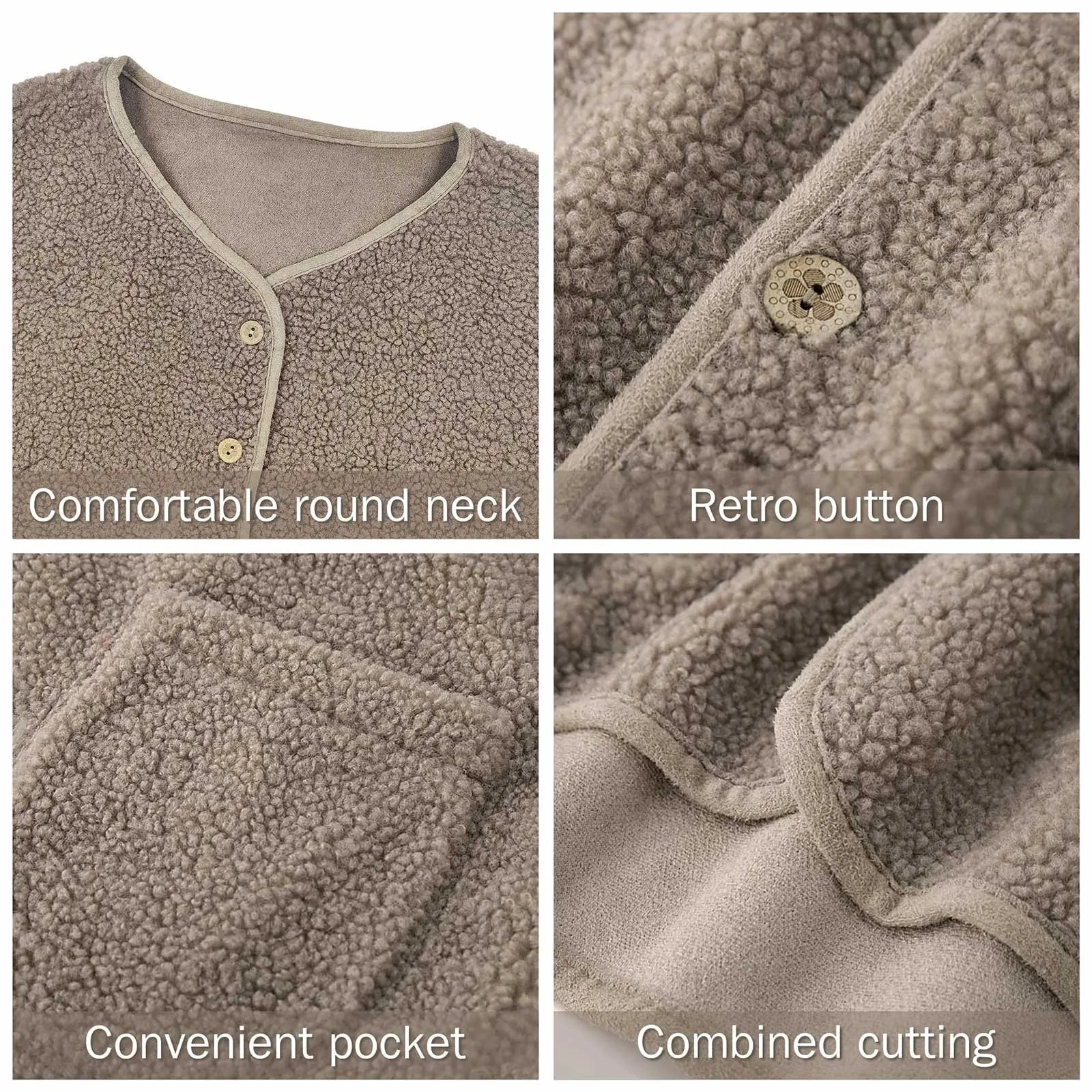 Women'S Teddy Fleece Vest Autumn Thin Vest Sleeveless Coat Plain Plush Vest Short Jacket Loose Fleece Vest Women Outwear