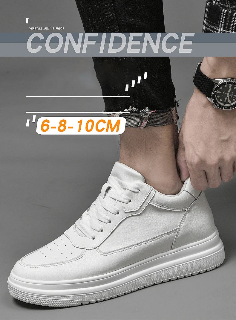 High Quality Men Sneakers Elevator Shoes for Men Fashion Casual Shoes Comfortable Leather Sports Shoes Height Increase 6/8/10cm