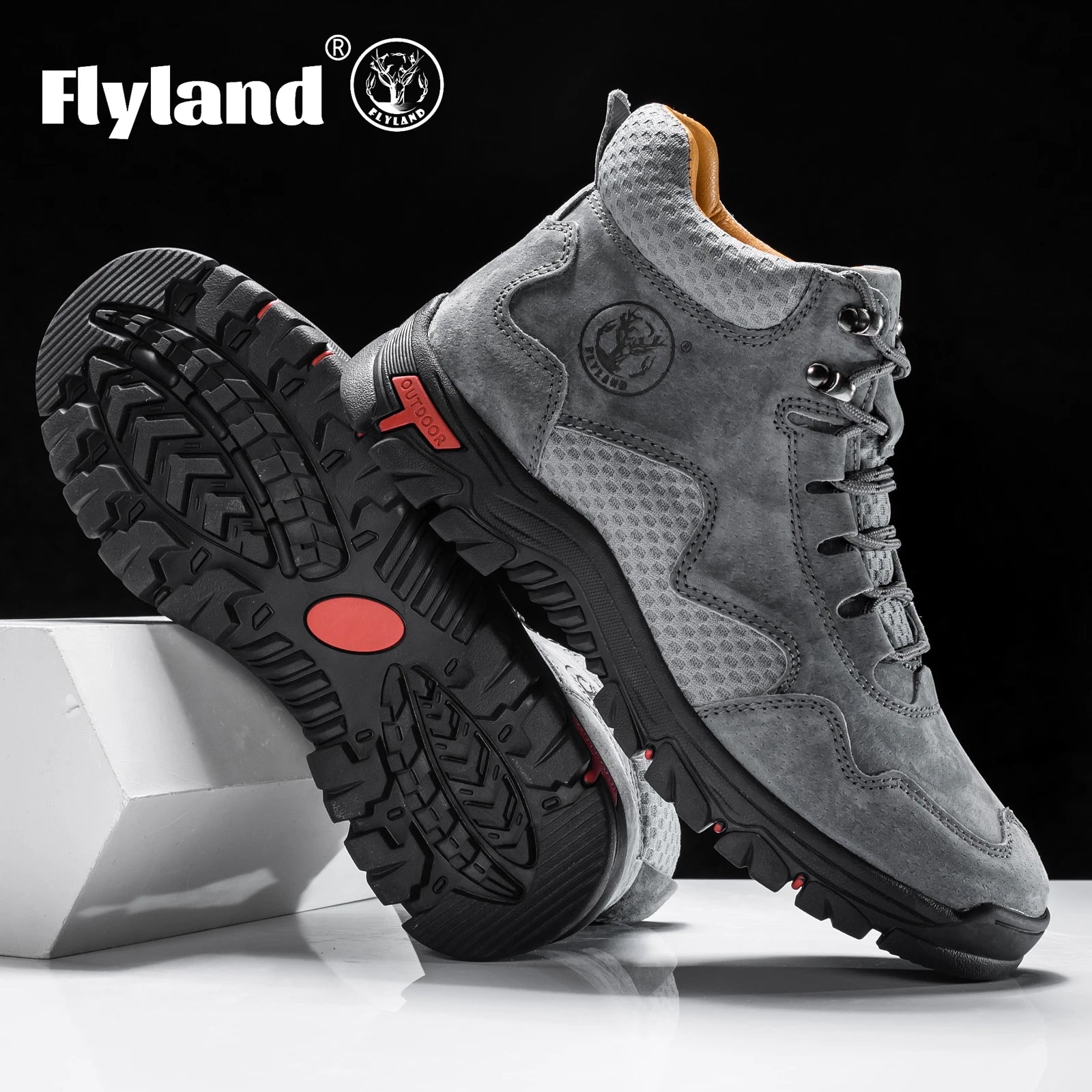 FLYLAND Men's Ankle Boots Casual Leather Shoes Fashion Vintage Hand Stitching Soft Business Handmade Shoes