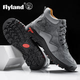 FLYLAND Men's Ankle Boots Casual Leather Shoes Fashion Vintage Hand Stitching Soft Business Handmade Shoes