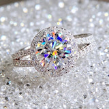 925 Sterling Silver 2ct Round Cut Moissanite Engagement Ring Wedding Band for Women Bridal Promise Fine Jewelry Gift