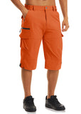 Men's Cargo Work Shorts Quick Dry 3/4 Length Capri Pants Multi-pockets Knee Length Trousers Summer Board Beach Shorts