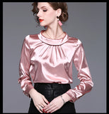 Women blusas long sleeved Slim plus size silk satin shirts office ladies work female Chiffon blouse Elegant blusa feminina