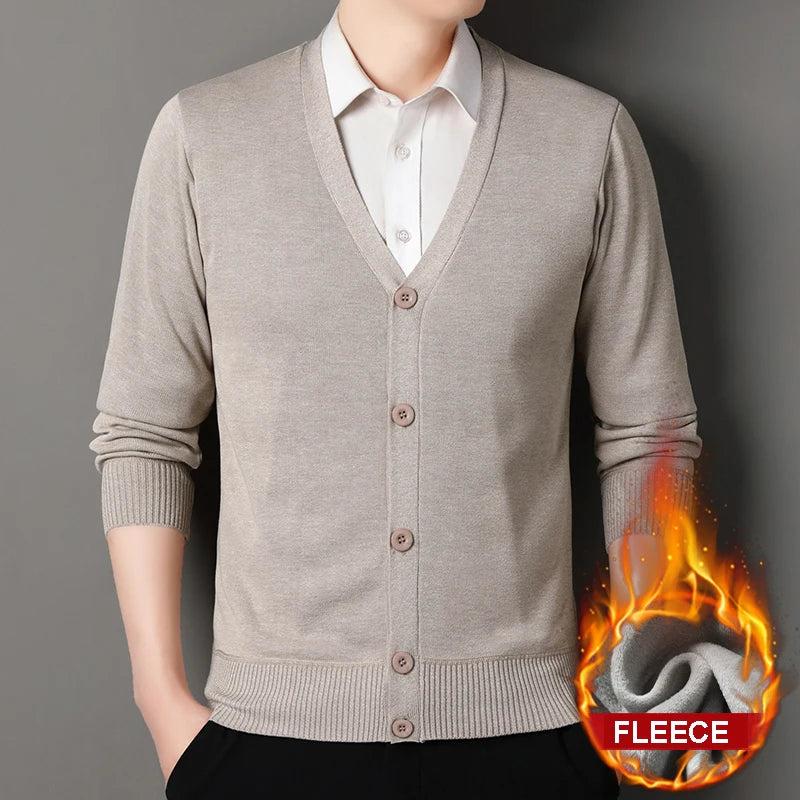 Men's Smart Casual Cardigan V-neck Sweater Men's Autumn Winter Clothes Button Knit Cardigans Mens Knitting Sweaters Outwear