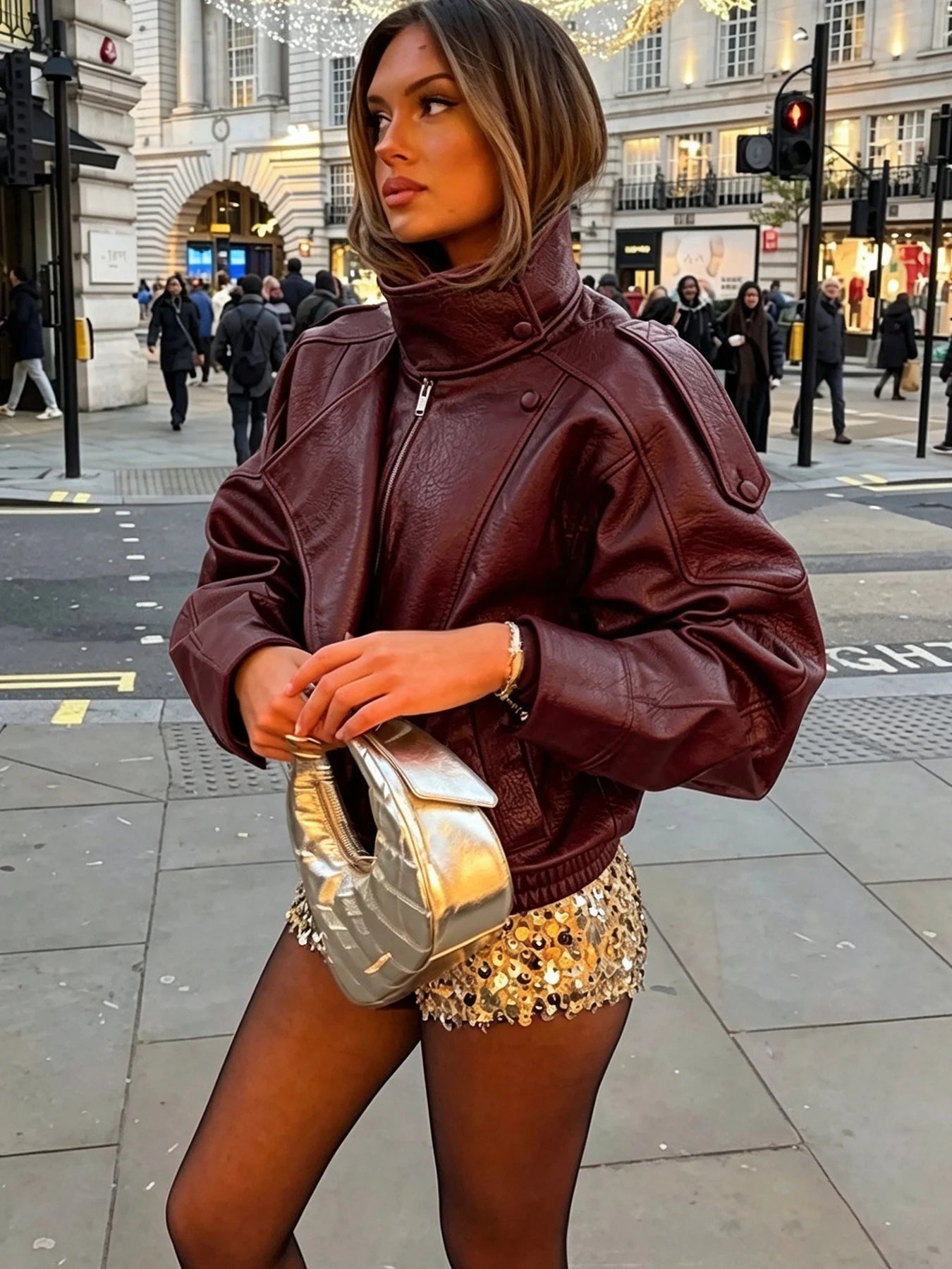Women's New Casual Loose Faux Leather Jacket, Fashionable Street Motorcycle Style, Suitable for Spring and Summer Daily Wear