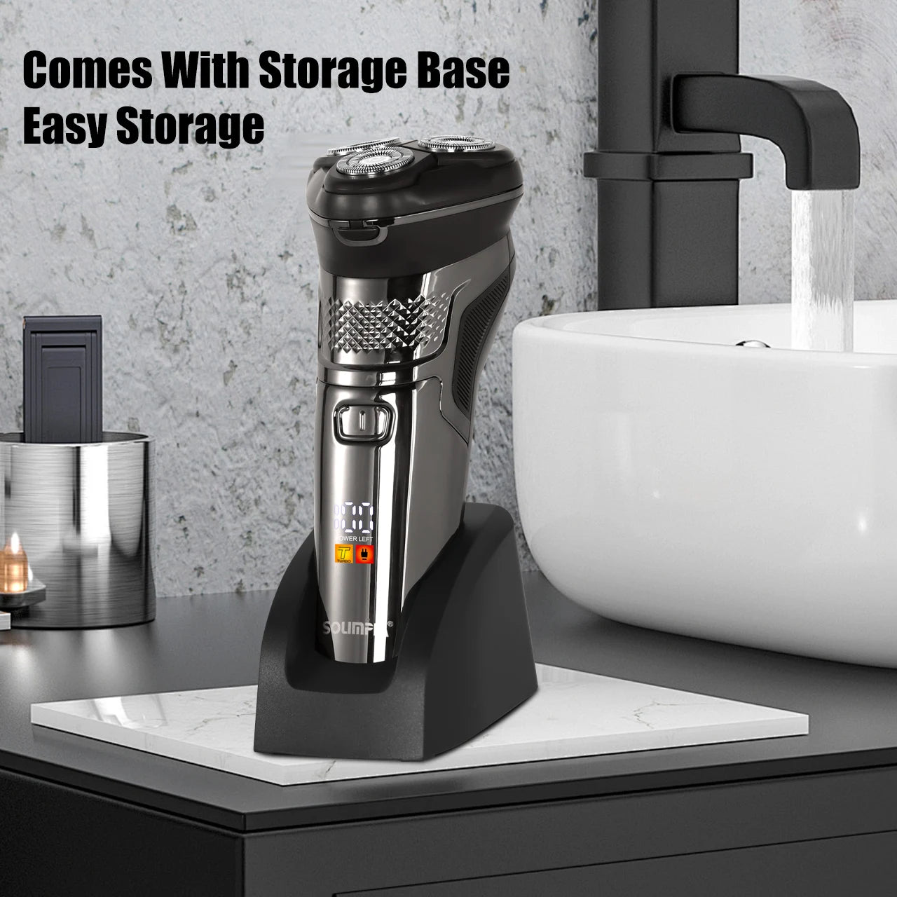 Solimpia Smart Shaver Portable Electric Beard Razor Men's Multi-Function Digital Display Washable Intelligent Beard Trimmer