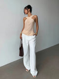 Women Crisscross Halter Knit Tank Top Hollow Out Sleeveless Slim Camisole Summer Elegant Casual Vest