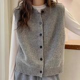 Knitted Women Sweater Vest New Sleeveless O-Neck Black Knit Sweater Vest Women Tops Outerwears Sweaters Sueters De Mujer Q1078