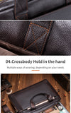 Men's leather handbag, top layer cowhide briefcase, leather laptop bag, diagonal cross office bag