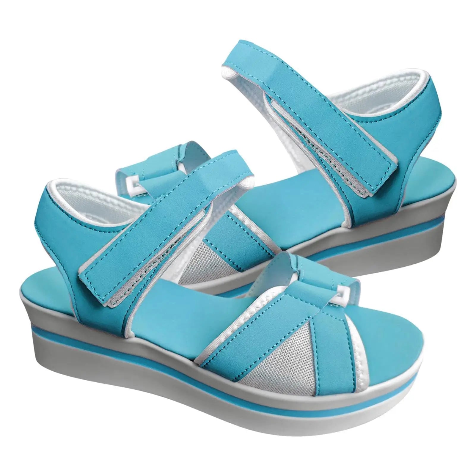Women's Platform Wedge Sandals with Open Toe and Ankle Strap, Casual Summer Footwear