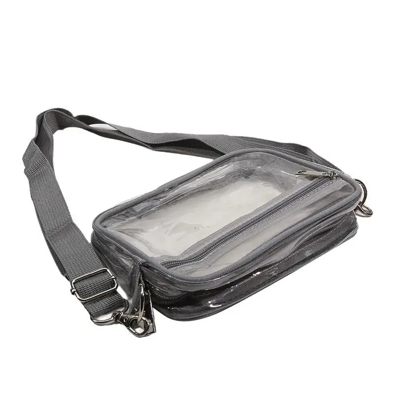 Women Clear Shoulder Bag Solid Color Transparent Purse Female Simple Crossbody Bags With Front Pocket Casual Handbag For Ladies