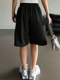 Plus Size - Plus Size - Plus Size Women'S Casual Solid Color, Machine Washable Fabric with Drawstring Pocket Shorts