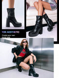 Women's Chunky Platform Ankle Boot High Block Heels Square Toe Lightweight Comfort Party Dress Booties Shoes For Women sx2308109273973634