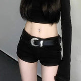 Black Denim Shorts for Women New European Style Trendy Summer Mini Shorts Female Sexy Sheath Night Club Slim Ultrashort Jeans