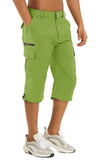 Men's Cargo Work Shorts Quick Dry 3/4 Length Capri Pants Multi-pockets Knee Length Trousers Summer Board Beach Shorts
