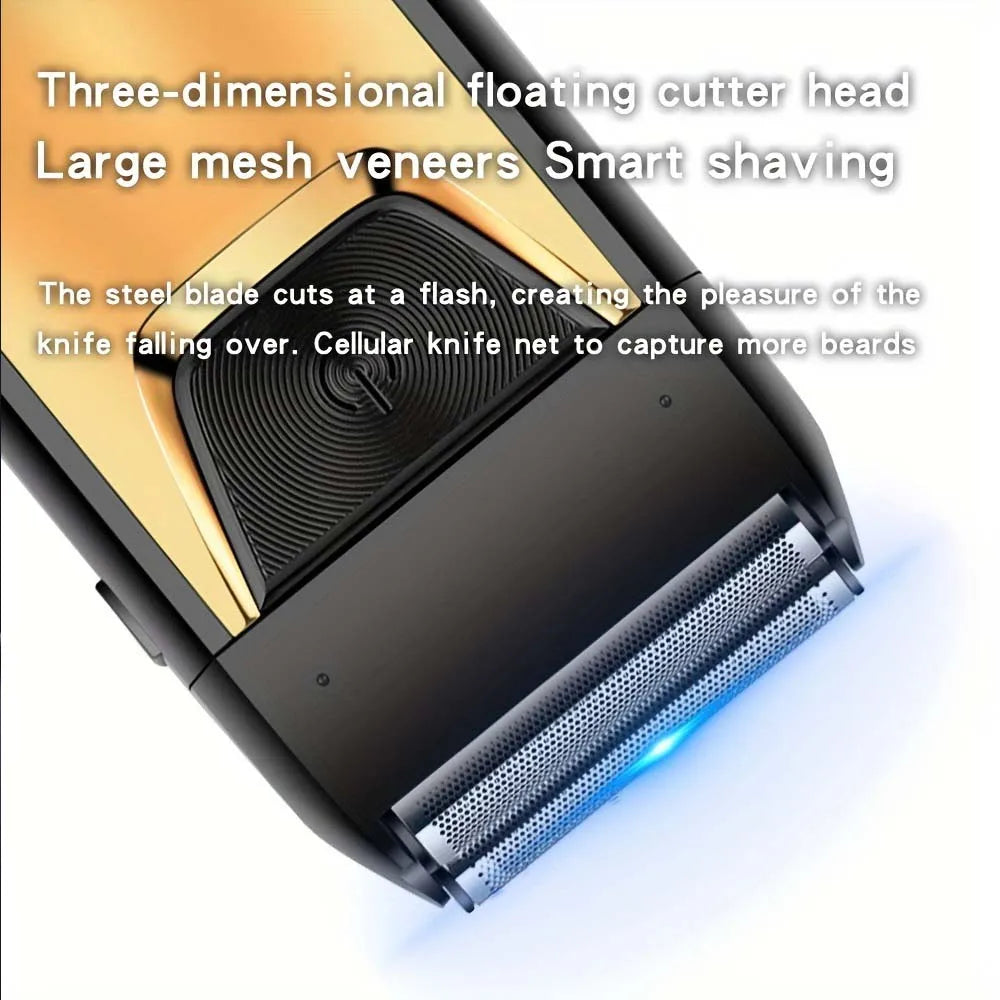 Professional Reciprocating Electric Shaver for Men, USB Rechargeable Foil Razor for Bald Head & Beard Trimming, Waterproof Grooming Tool with Dual Blades Father's Day Gift