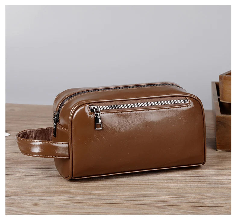 Male Long Money Wallets Mobile Phone Pouch Men Messenger Bag Anti-Theft Men's Fingerprint Lock Bags for Men Leather Hand Bag