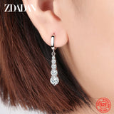 ZDADAN 925 Sterling Silver Long Drop Earrings For Women Fashion Wedding Jewelry