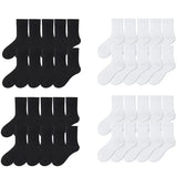 10-40Pairs Woman Men'S Classic Formal Mid-Calf Socks 100% Breathable Cotton Solid Black White Perfect For Business Casual Wear