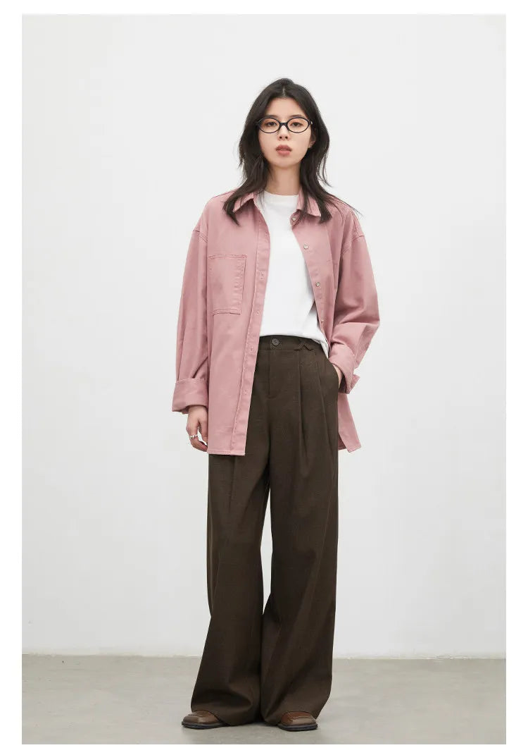 CHIC VEN Fashion Women Shirt Loose Casual Pink Long Sleeve Vintage Cotton Female Blouses Spring Summer 2026 Woman Jacket