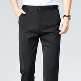 Mens Stretch Straight Leg Business Dress Pants Casual Wrinkle Resistant Drape Trousers for Meeting Occasions