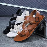Summer Men Rome Genuine Leather Roman Sandals Gladiator 2024 Sandalias Romanas Hombre Flat Sandles Dropshipping