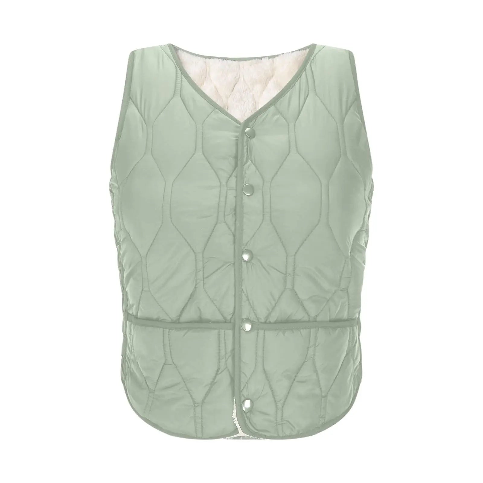 Women's Warm Vest Lightweight Slim Short Single-Breasted Cold-Proof Vests Winter Outdoor Sports Hiking Vests with Pockets