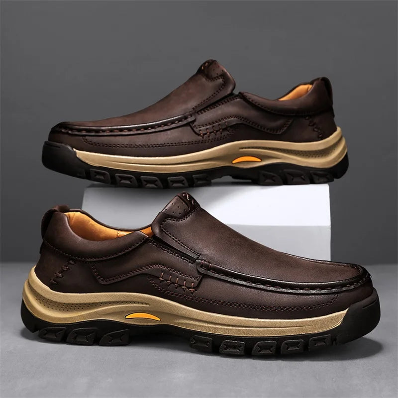 Stylish Men's Leather Loafers Men Thick Bottom Business Shoe Classic Leather Man Casual Shoes Senior Brand Male Walking Footwear