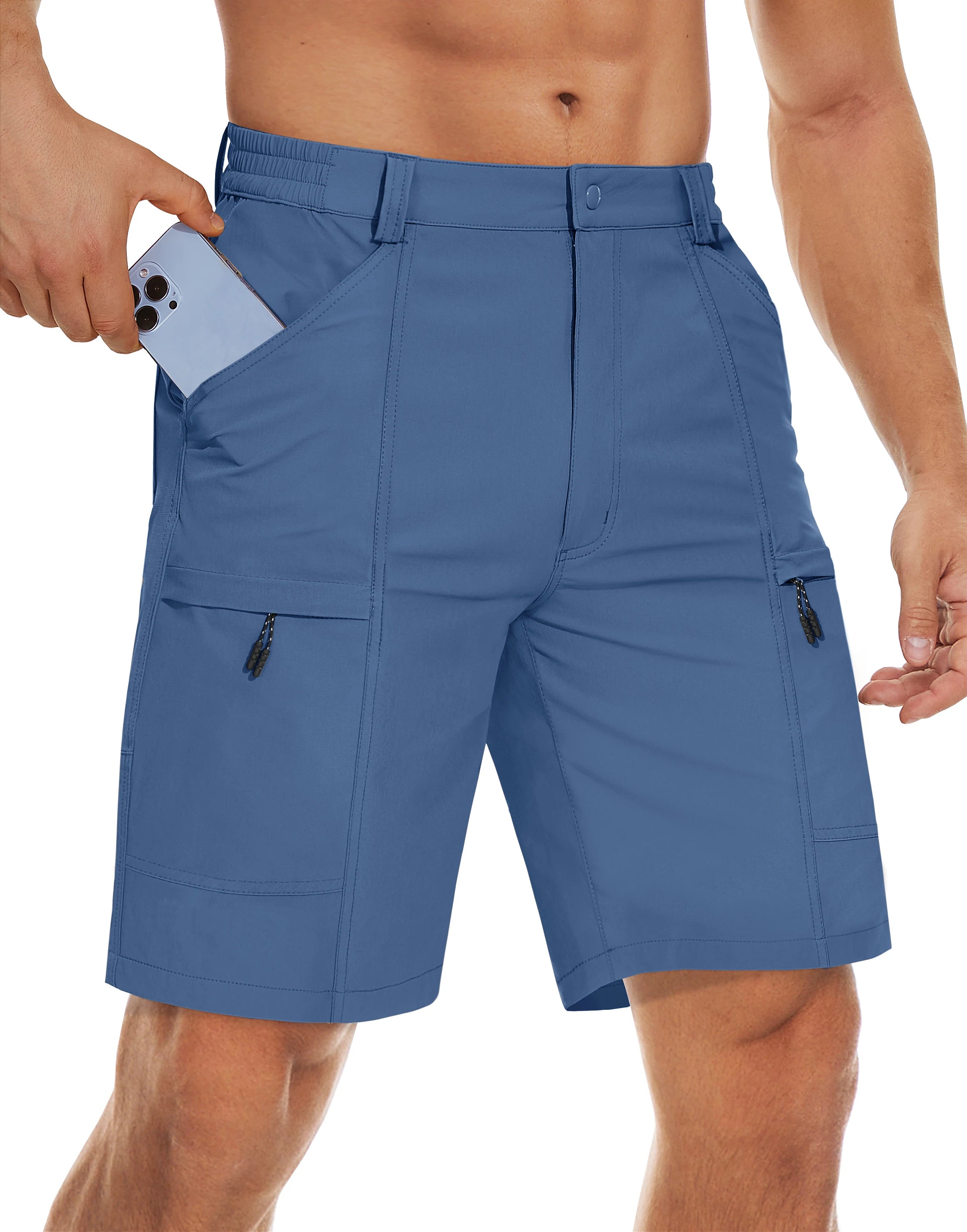 Men's Waterproof Cargo Shorts Summer Quick Dry Hiking Shorts Outdoor Multi-pockets Camping Training Work Shorts Man