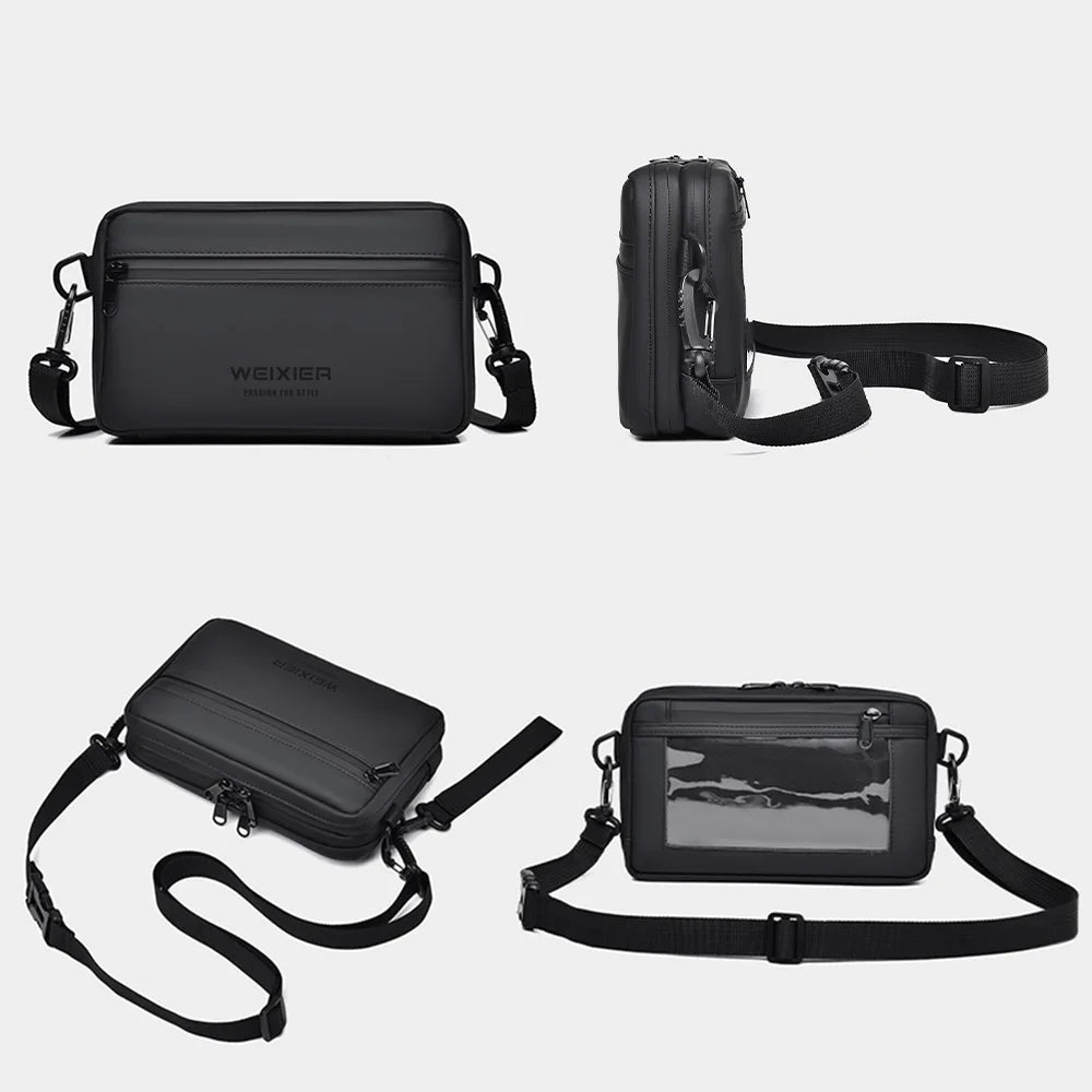 Fashionable Multi-Layer Shoulder Bag for Man,Hand-Held Casual Crossbody Bag, Suitable for Commuting, Daily Use,Black Business Travel Bag, Solid Color Minimalism Handbag