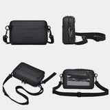 Fashionable Multi-Layer Shoulder Bag for Man,Hand-Held Casual Crossbody Bag, Suitable for Commuting, Daily Use,Black Business Travel Bag, Solid Color Minimalism Handbag