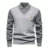 US Size Men's Polo Neck Pullover Autumn Winter Sweaters Striped Causal Shirts Pullover Sweaters New Jersey Knitwear