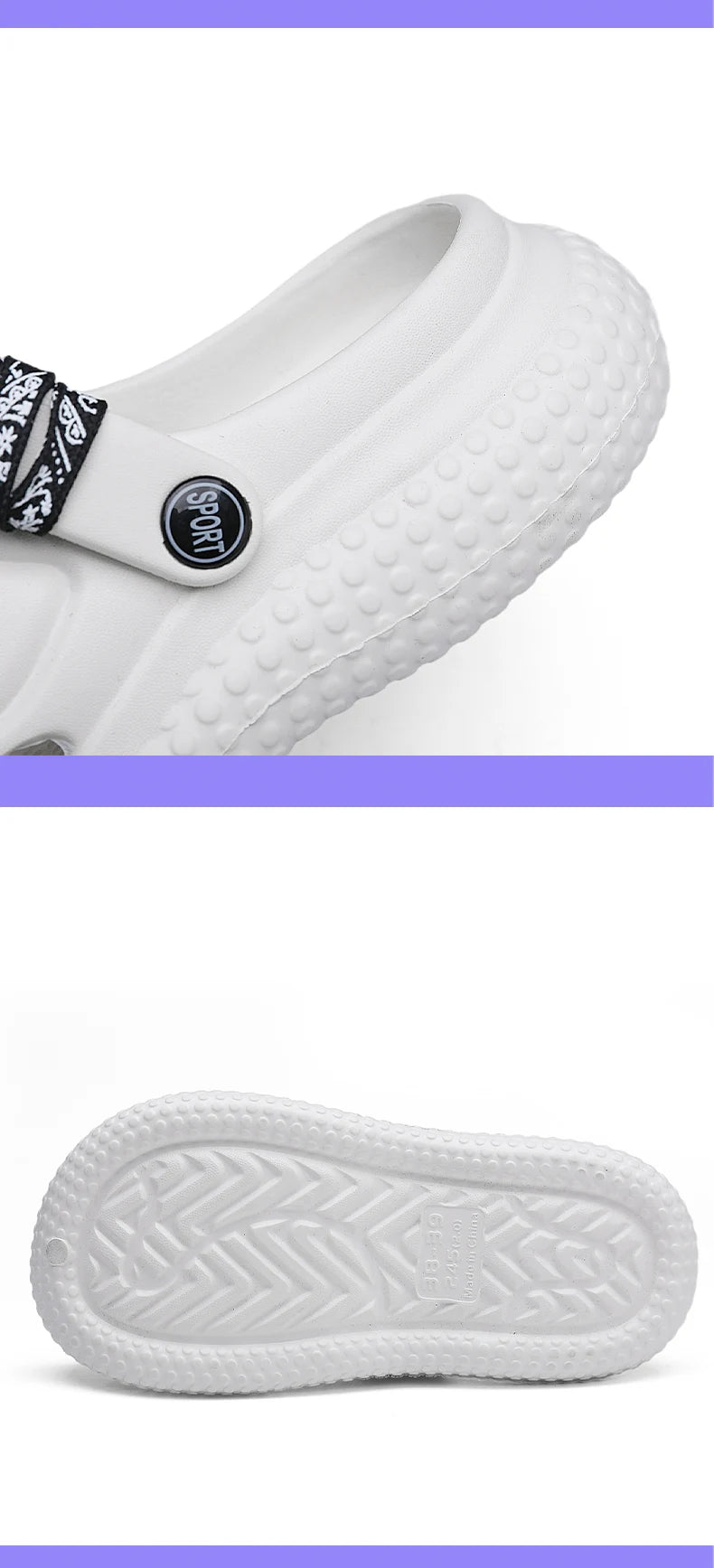 Mens Sandals Summer 2025 New Sports Wearable Durable Beach Clog Shoes Breathable Slip-On Casual Footwear Synthetic Leather