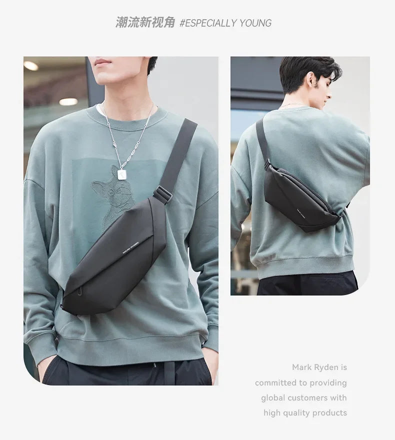 Mark Ryden Men's Handbag Man Belt Pouch Sports Casual Cycling Small Waist Pack Crossbody Bag Shoulder Bag Men's Crossbody Chest