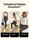 Women High Waist Leopard Print Leggings Stretch Slim Ankle Pants Casual Streetwear Workout Yoga Skinny Trousers