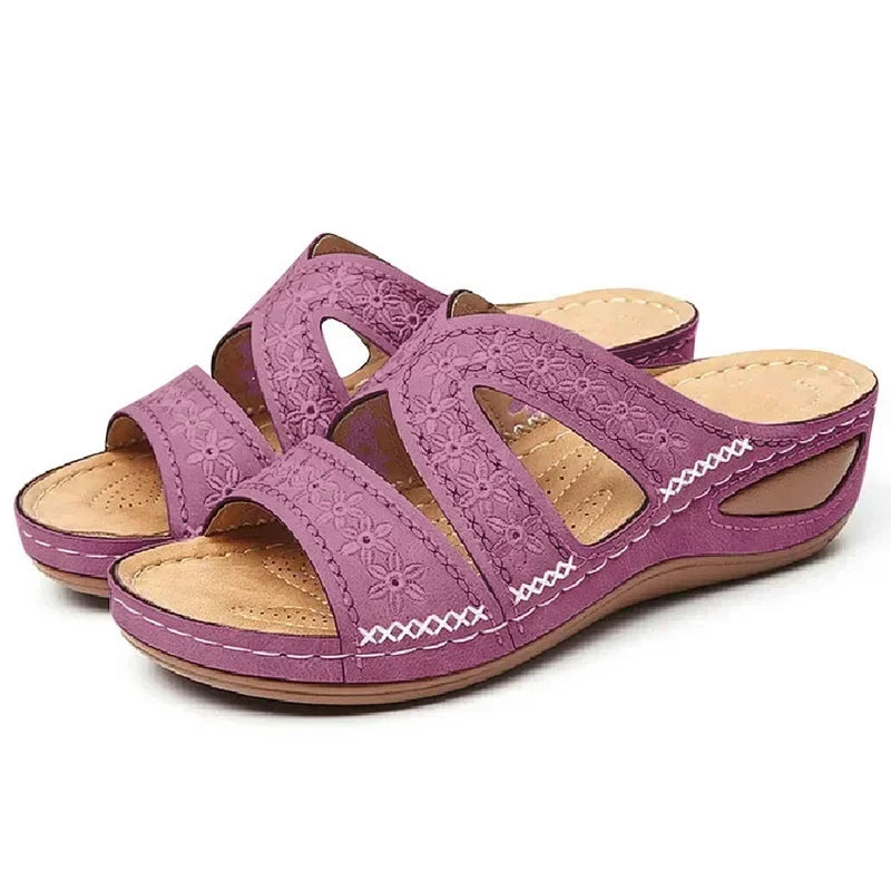 Summer 2025 women's sandals with exposed toes, retro anti slip leather casual women's fashionable versatile sandals