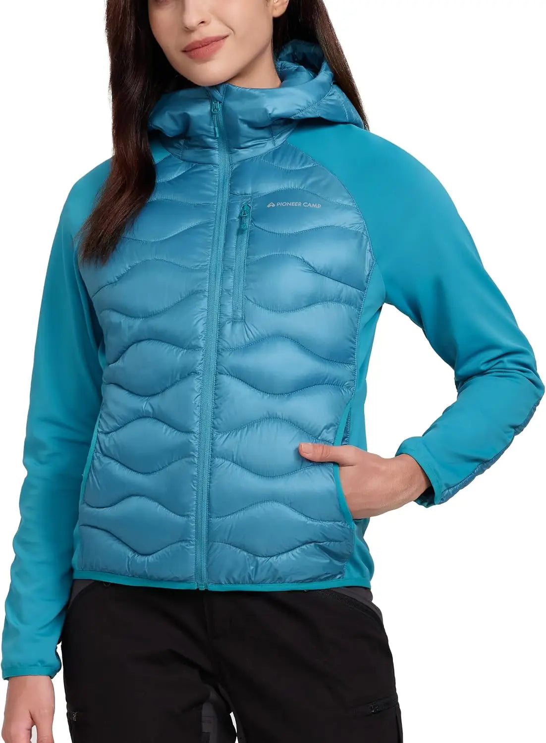 Pioneer Camp Womens Lightweight Insulated Running Jacket Puffer Packable Water Resistant with Zipper Pocket for Hiking Travel