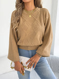 Women's Solid Color Round Neck Lantern Long Sleeve Knitted Sweaters for 2026 Autumn Winter Woman Clothes Yellow Red Khaki Tops