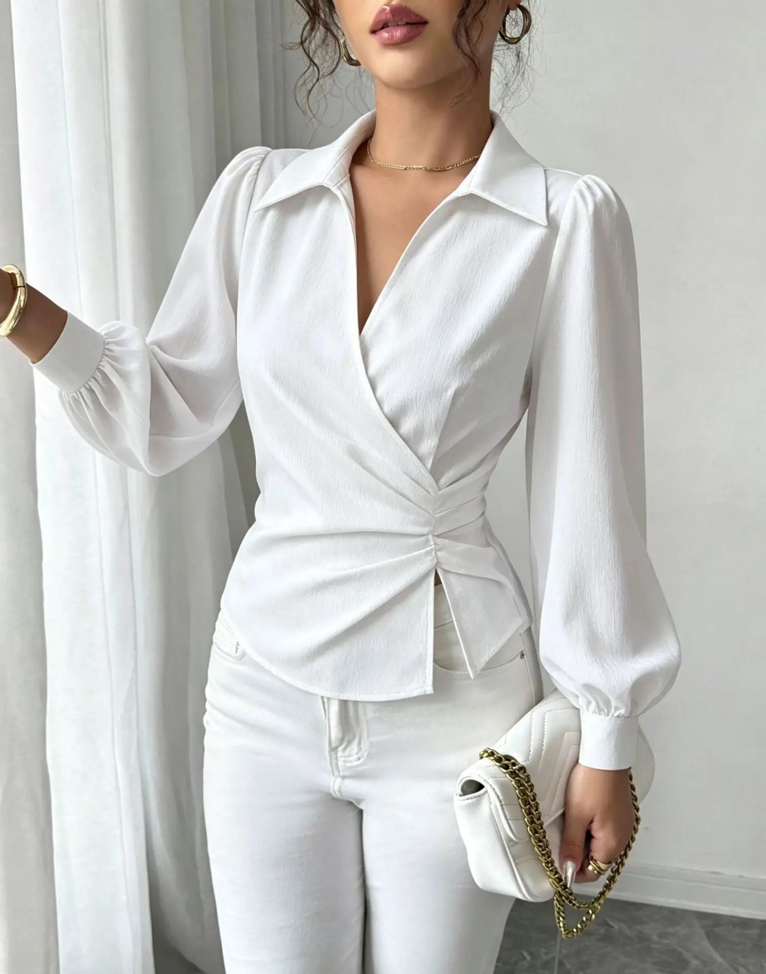 Fashion women Blouses and Shirts White Long Sleeve Blouse 2026 New Spring Autumn Basic Tops Chic Women's Shirt for Women office