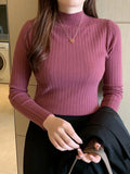 2026 New Autumn Winter Knitted Ribbed Jumper Tops Women Turtleneck Pullovers Sweaters Long Sleeve Korean Slim-fit Female Sweater