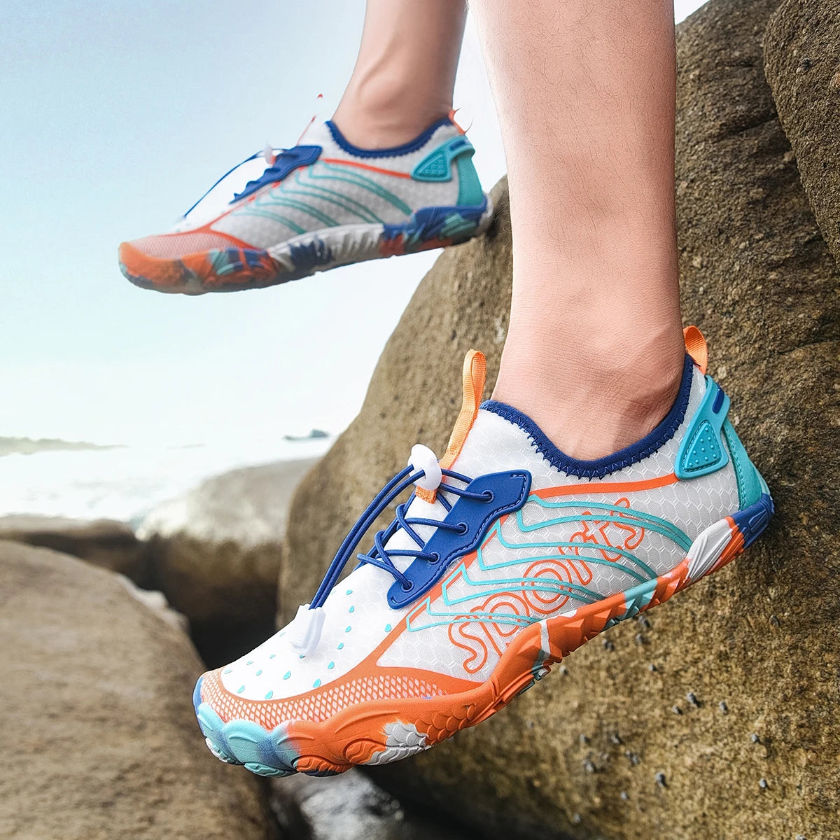 Men Quick Dry Barefoot Water Shoes Breathable Aqua Beach Sneakers, Non Slip Swim Surfing Diving Footwear Outdoor River Hiking Walking Wetsuit Shoes
