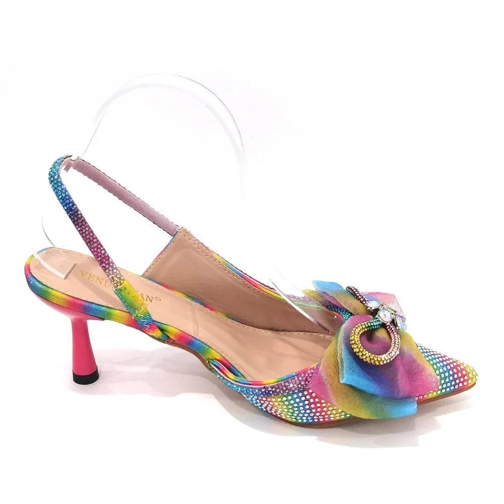 Latest Women's Luxury Diamond Crystal High Heels New Fashion Sandals Party High Heels Elegant Italian Women's Shoes