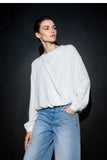 Amii 2026 Autumn Women Blouse Reversible V Neck Wrap Cowl Neck Long Sleeve Chiffon Blouses Woman Loose Casual Shirts 12643013
