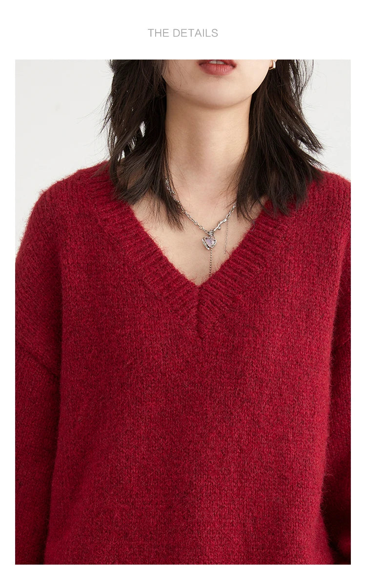 CHIC VEN Women Sweaters Solid Loose Pullovers New V-neck Knitwear Knitted Jumpers Female Top Fashion Woman Autumn Winter 2024