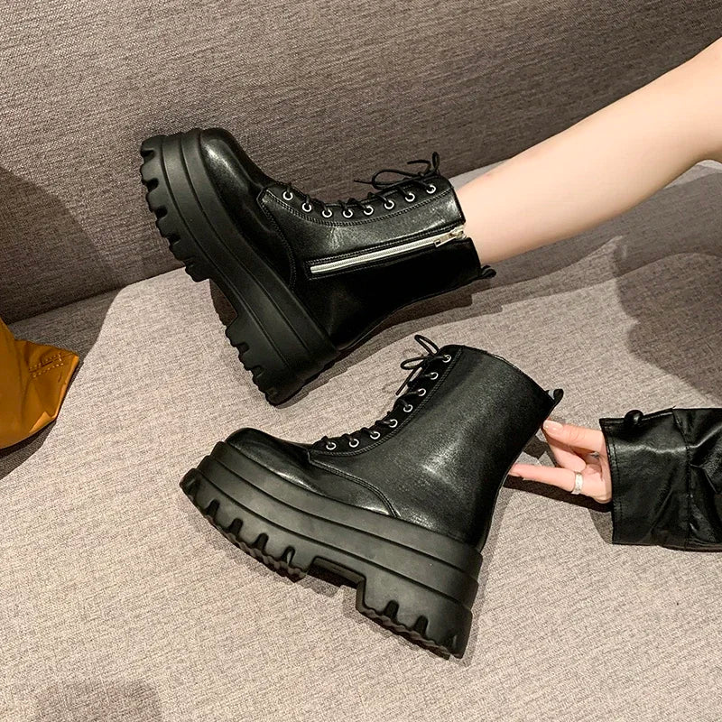 Style Fashionable/comfortable Short Boots for Heightening/slimming Thick-soled Women's Boots 9 Cm Catwalk Knight Boots for Women
